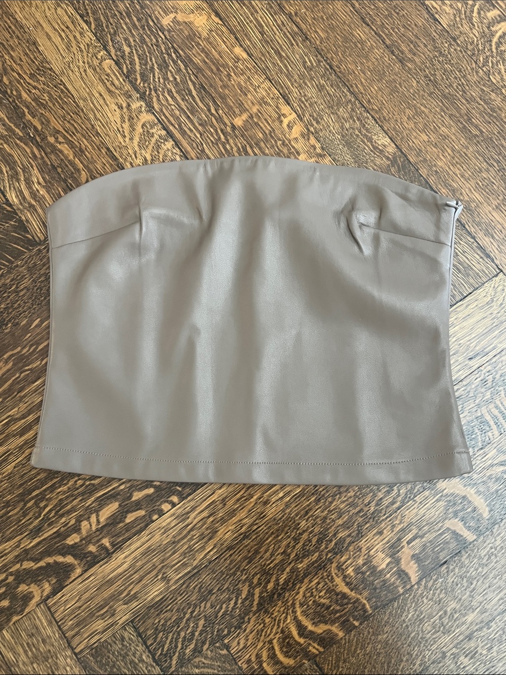 Edikted Strapless Faux Leather Tube Top in Taupe